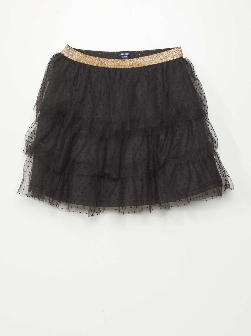 Jupe en tulle motif à pois Noir - Kiabi