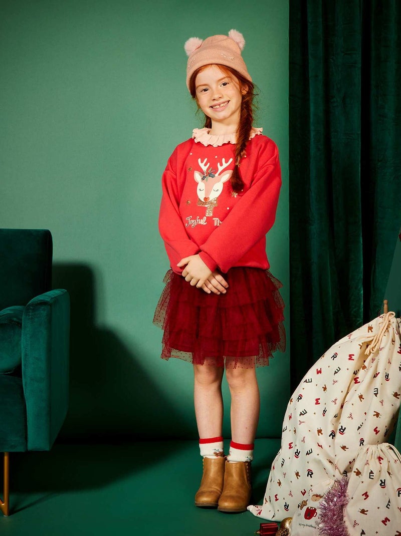 Jupe en tulle motif à pois Rouge - Kiabi