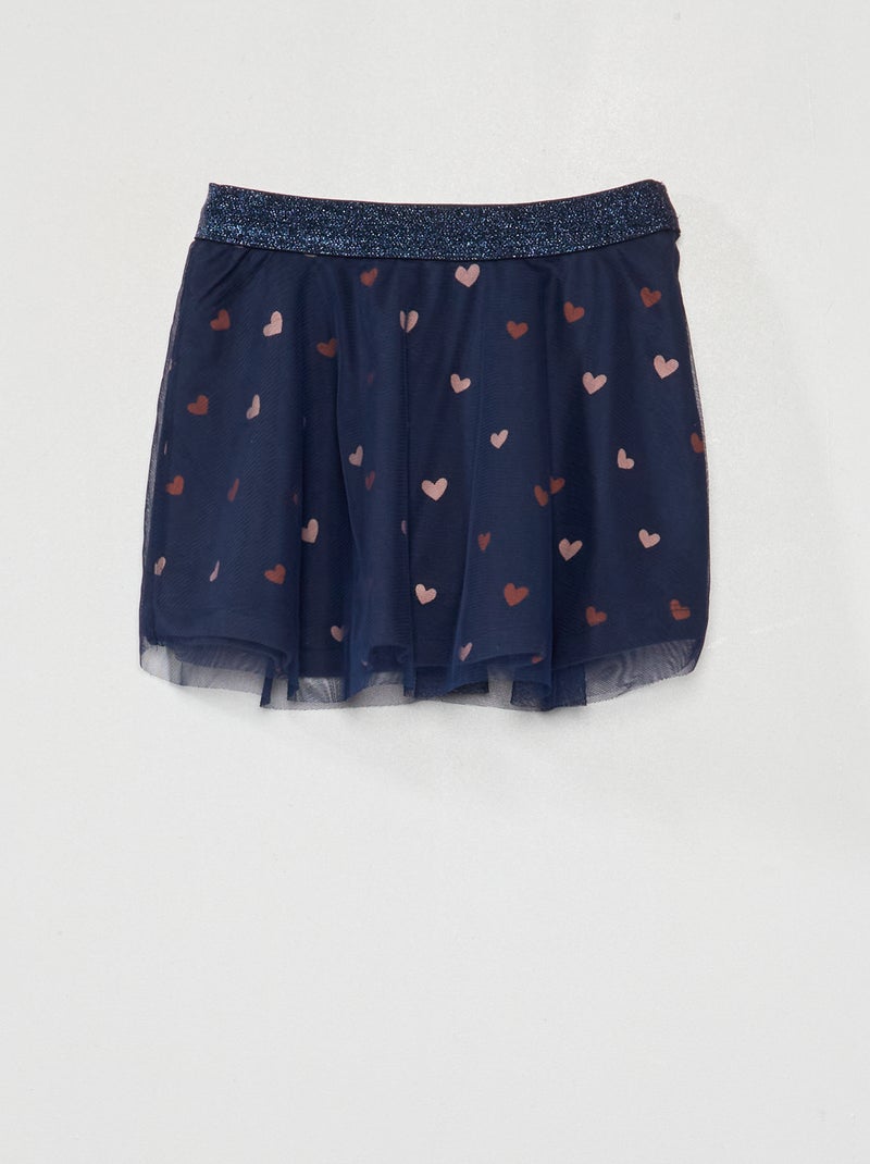 Jupe en tulle motif 'cœurs' Bleu - Kiabi
