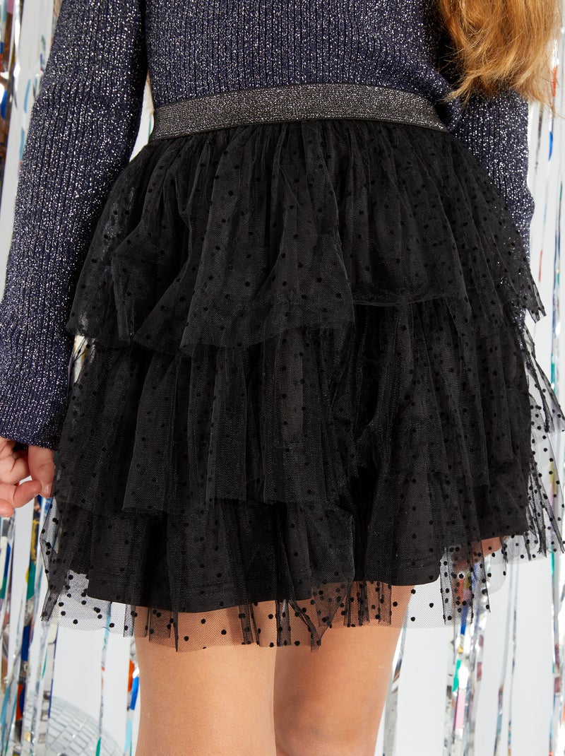 Jupe en tulle motif pois noir - Kiabi