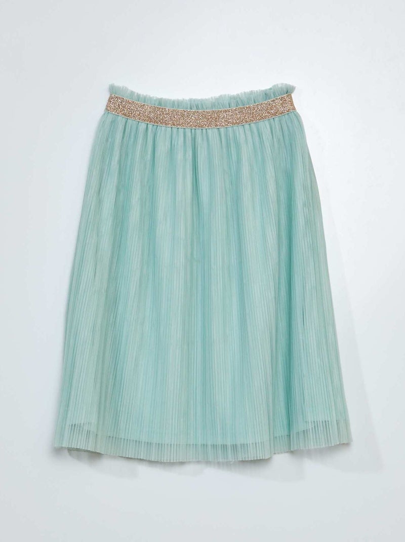 Jupe en tulle plissé et ceinture pailletée Vert - Kiabi