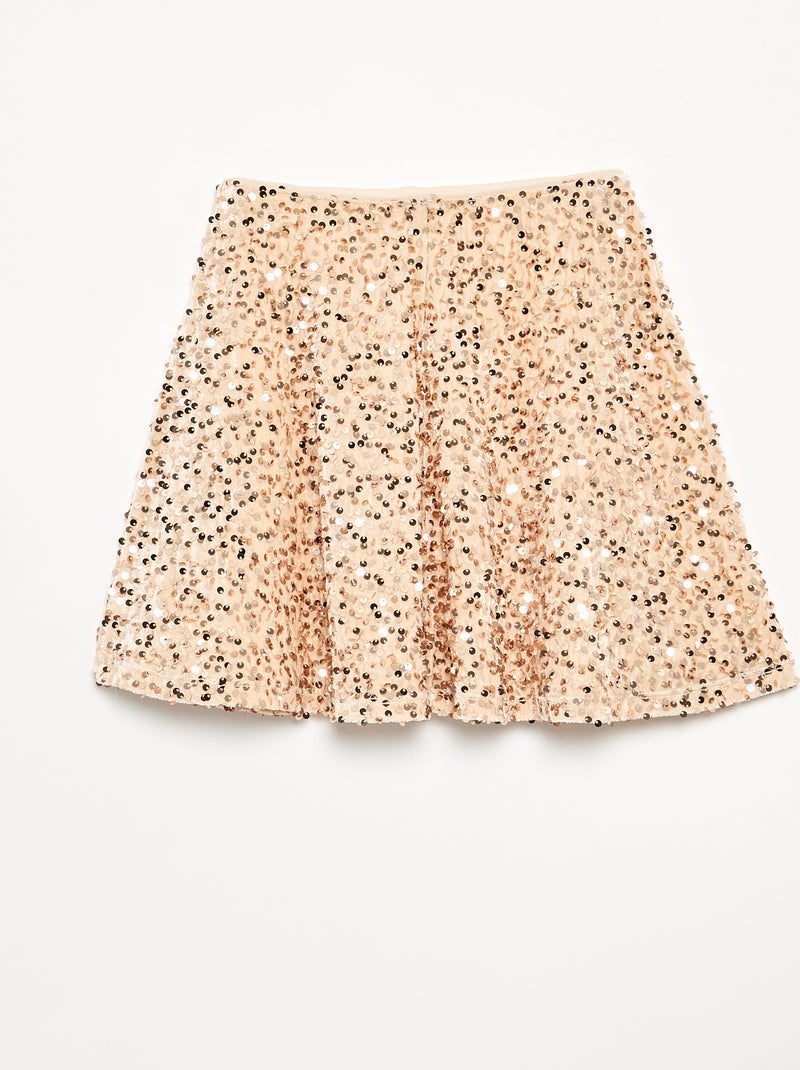 Jupe en velours avec sequins Beige - Kiabi