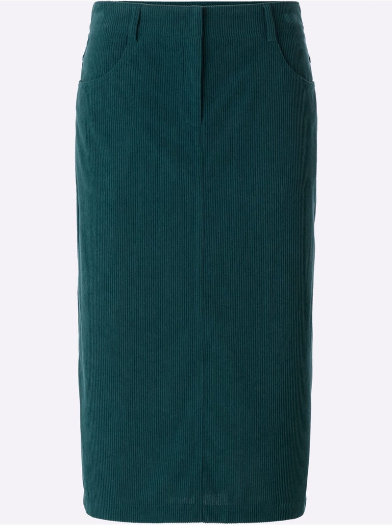 Jupe en velours côtelé en polyester recyclé - taille standard - witt Bleu pétrole - Kiabi