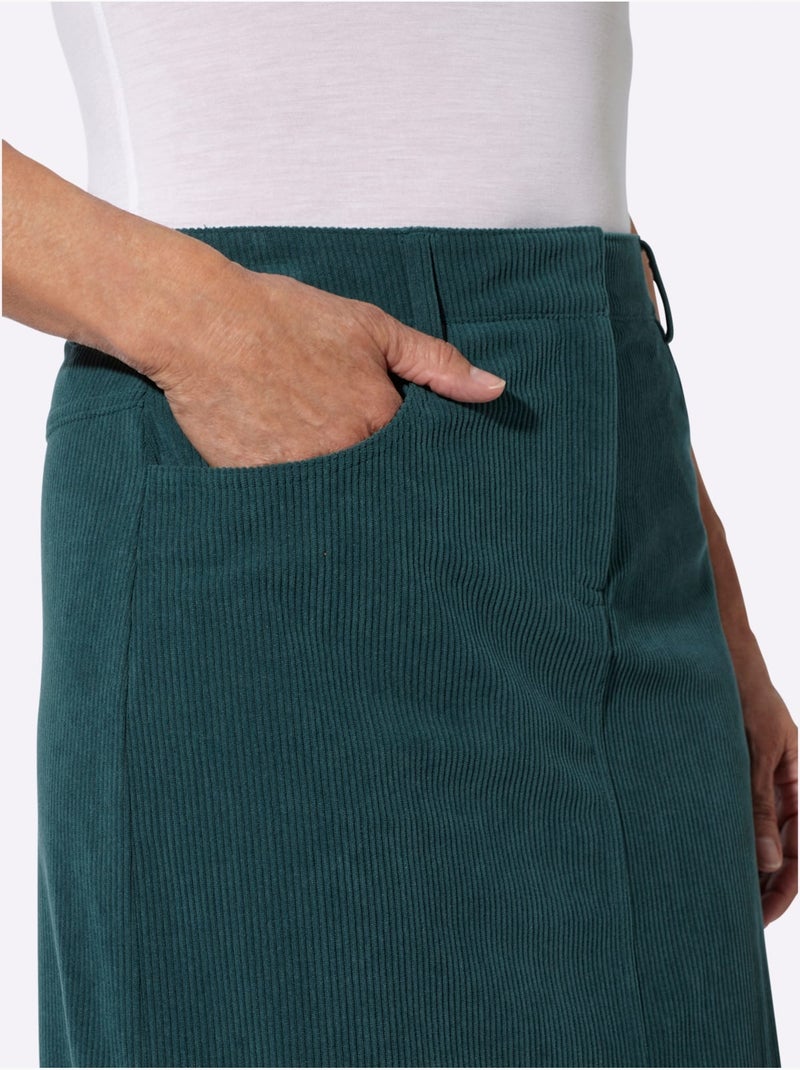 Jupe en velours côtelé en polyester recyclé - taille standard - witt Bleu pétrole - Kiabi