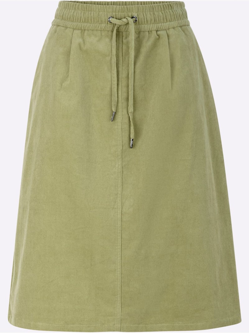 Jupe En Velours Côtelé Qualité Coton Doux Sur La Peau - Taille Courte - Witt Bleu Vert Gris - Kiabi