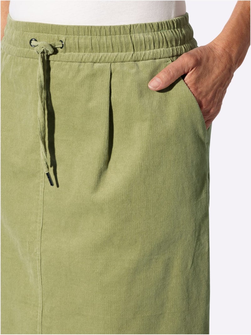 Jupe En Velours Côtelé Qualité Coton Doux Sur La Peau - Taille Courte - Witt Bleu Vert Gris - Kiabi