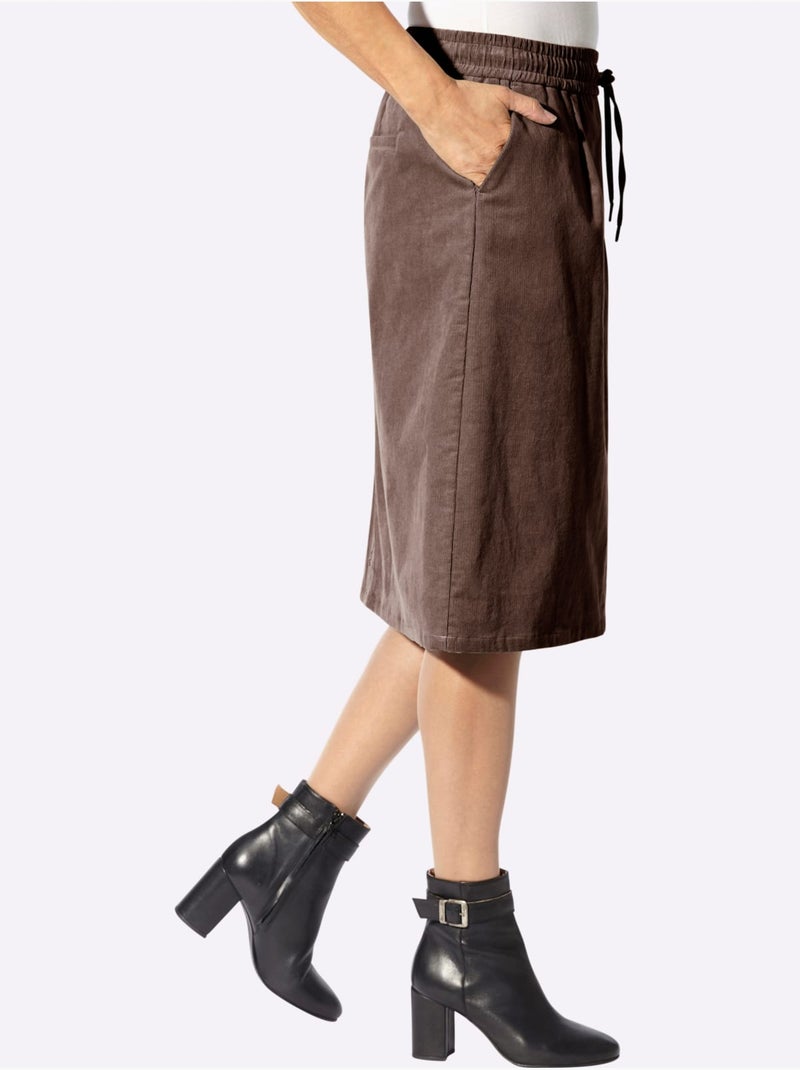 Jupe En Velours Côtelé Qualité Coton Doux Sur La Peau - Taille Courte - Witt Marron/Choco - Kiabi