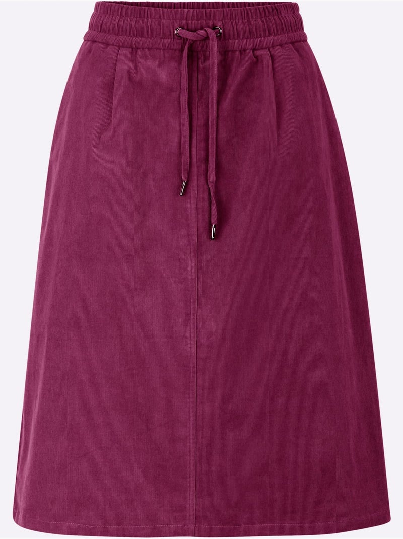 Jupe En Velours Côtelé Qualité Coton Doux Sur La Peau - Taille Courte - Witt Mauve - Kiabi