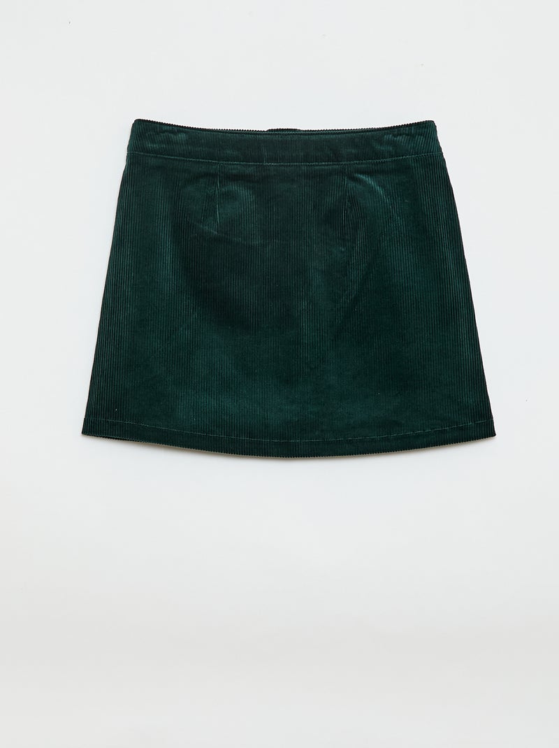 Jupe en velours coupe courte et droite Vert - Kiabi