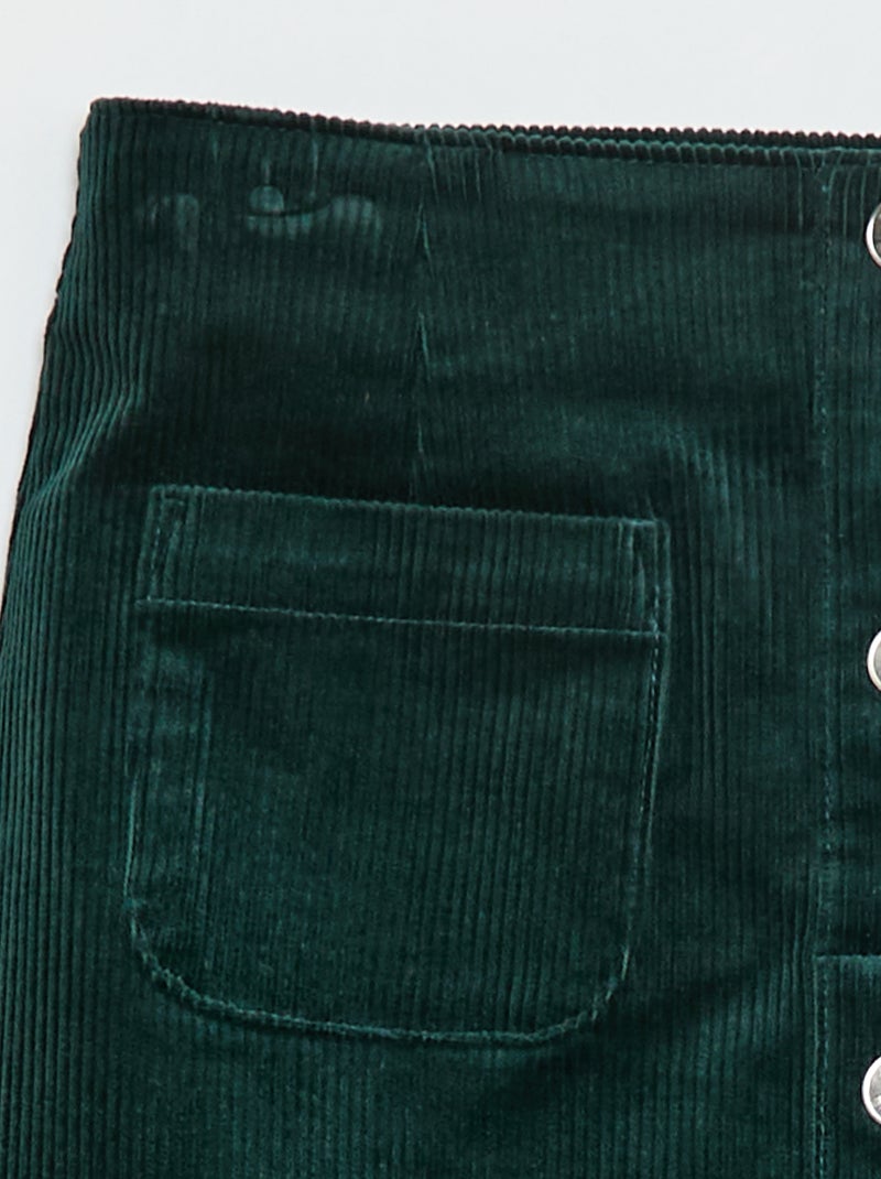 Jupe en velours coupe courte et droite Vert - Kiabi