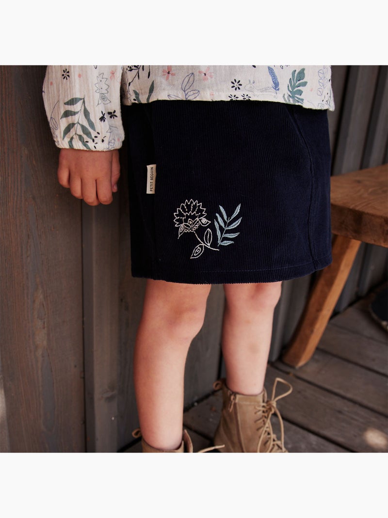 Jupe enfant en velours côtelé Belle de Nuit Bleu - Kiabi