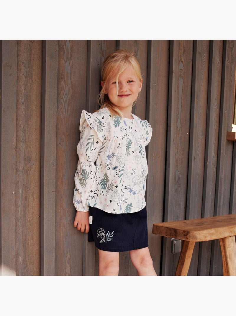 Jupe enfant en velours c?tel? Belle de Nuit Bleu - Kiabi