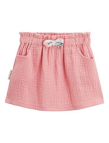 Jupe enfant rose en gaze de coton Caraïbes