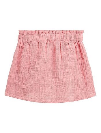 Jupe enfant rose en gaze de coton Caraïbes