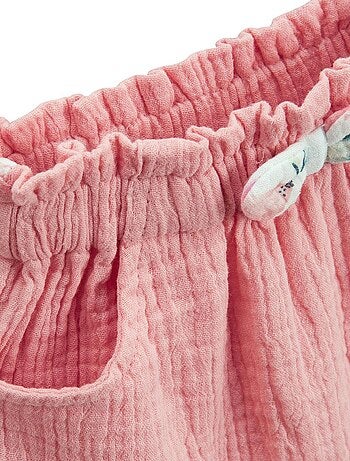 Jupe enfant rose en gaze de coton Caraïbes