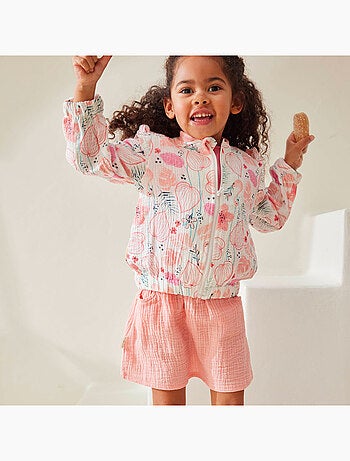 Jupe enfant rose en gaze de coton Caraïbes