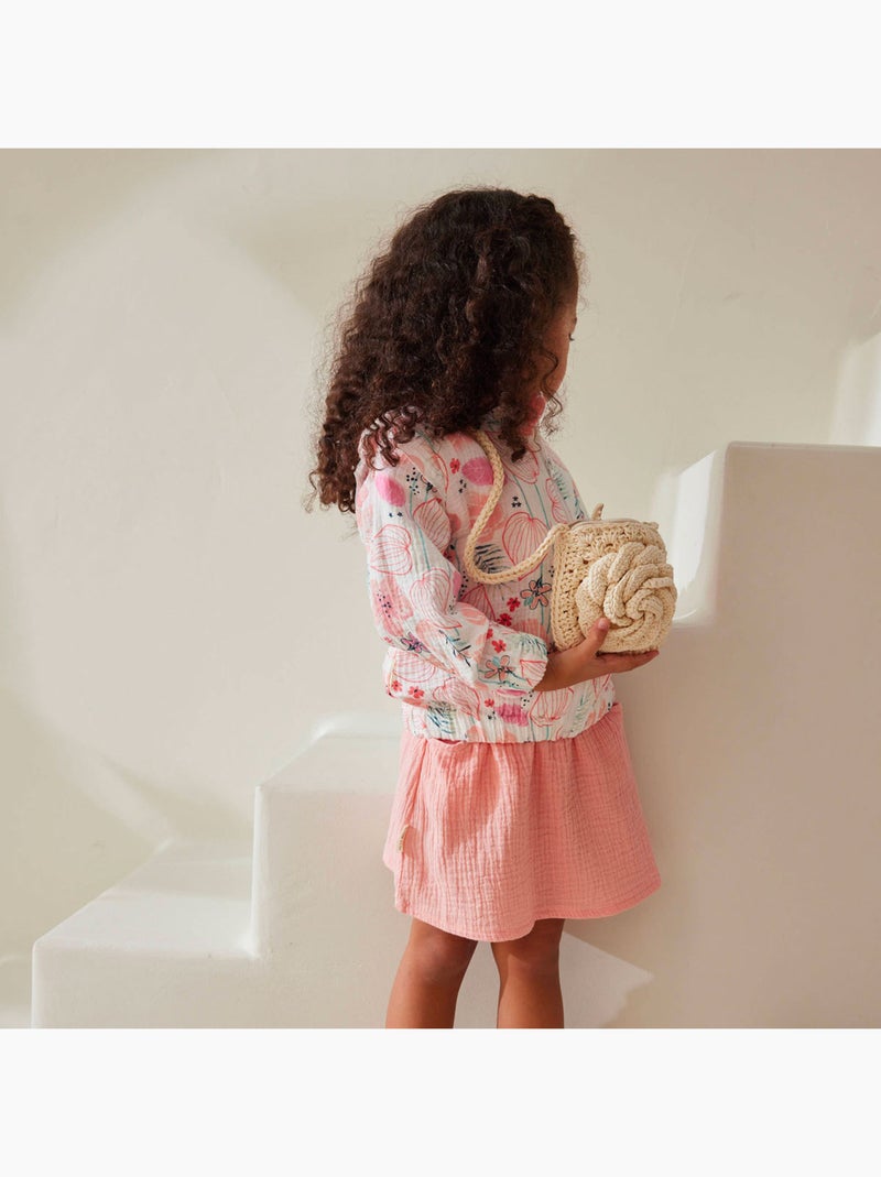 Jupe enfant rose en gaze de coton Caraïbes Rose - Kiabi