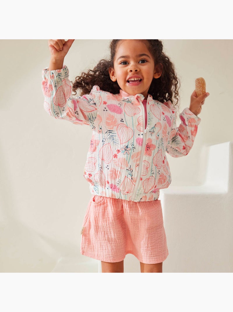 Jupe enfant rose en gaze de coton Caraïbes Rose - Kiabi