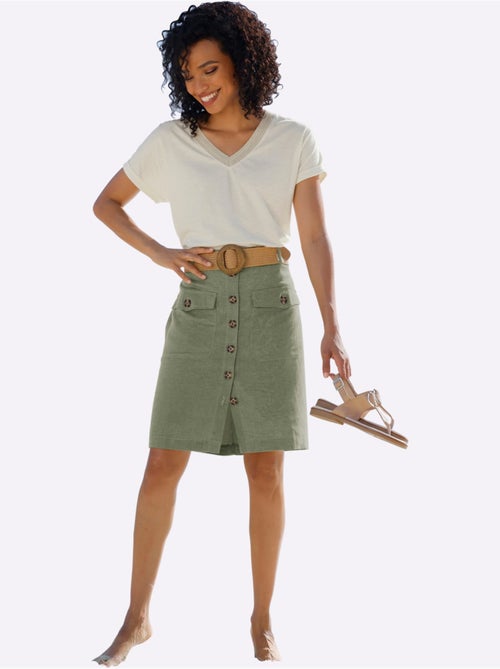 Jupe Estivale 55% Lin - Taille Standard - Helline - Kiabi