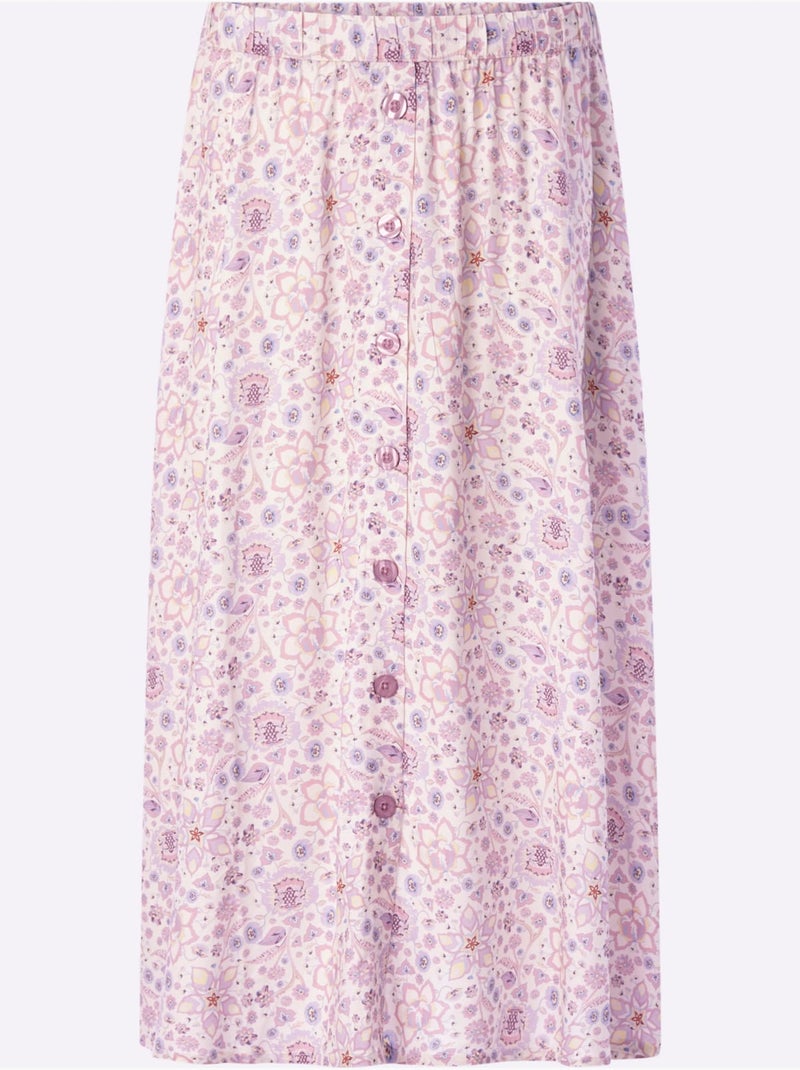 Jupe Estivale Qualité Tissée - Taille Standard - Helline Blanc Violet - Kiabi