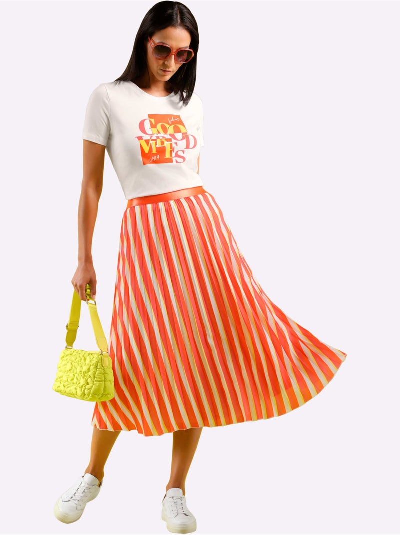 Jupe Estivale Qualité Tissée - Taille Standard - helline Orange corail - Kiabi