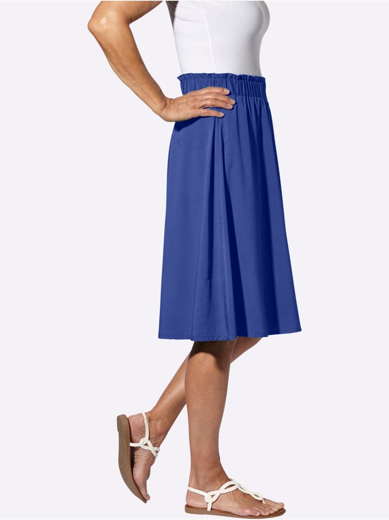 Jupe évasée à ceinture élastique avec volants et boutons décoratifs - Taille standard - Moda Vilona Bleu roi - Kiabi