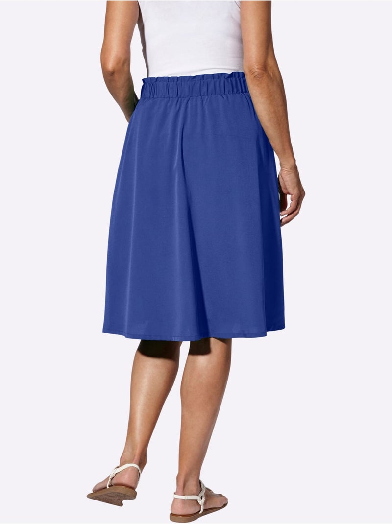 Jupe évasée à ceinture élastique avec volants et boutons décoratifs - Taille standard - Moda Vilona Bleu roi - Kiabi