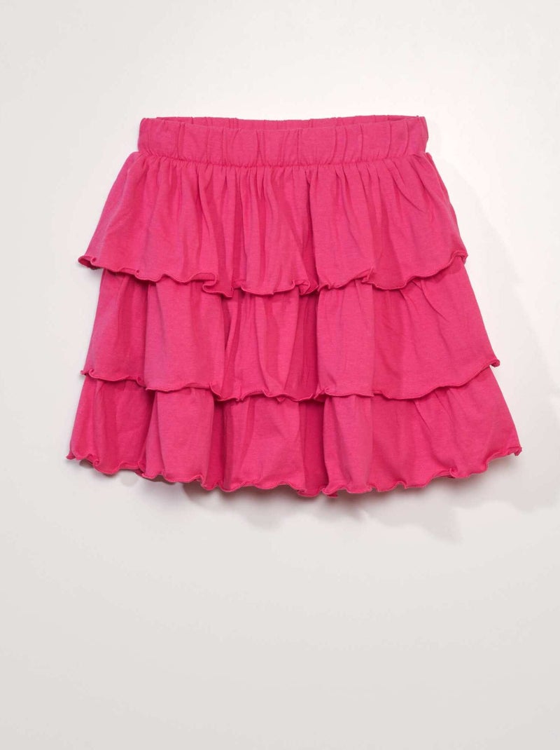 Jupe évasée à étages Rose - Kiabi