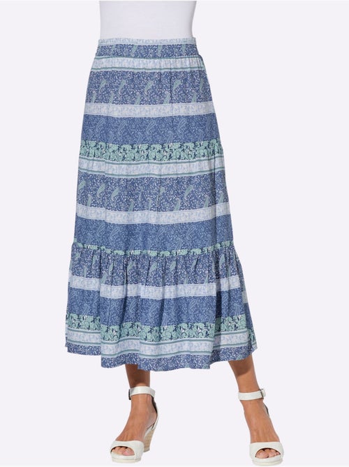 Jupe évasée avec ceinture élastique et motif paisley fleuri - Taille courte - Moda Vilona - Kiabi