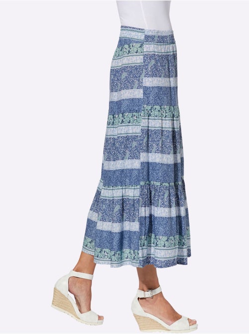 Jupe évasée avec ceinture élastique et motif paisley fleuri - Taille courte - Moda Vilona - Kiabi