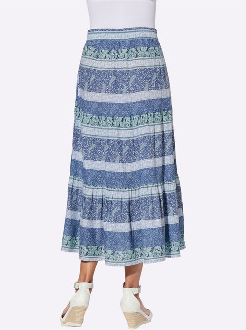 Jupe évasée avec ceinture élastique et motif paisley fleuri - Taille courte - Moda Vilona - Kiabi