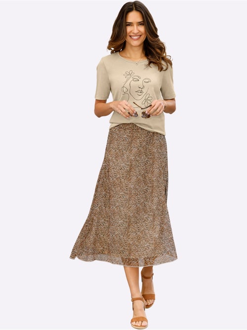 Jupe évasée avec ceinture élastique et motif séduisant - Taille standard - Moda Vilona - Kiabi Jupe évasée avec ceinture élastique et motif séduisant - Taille standard - Moda Vilona - Kiabi