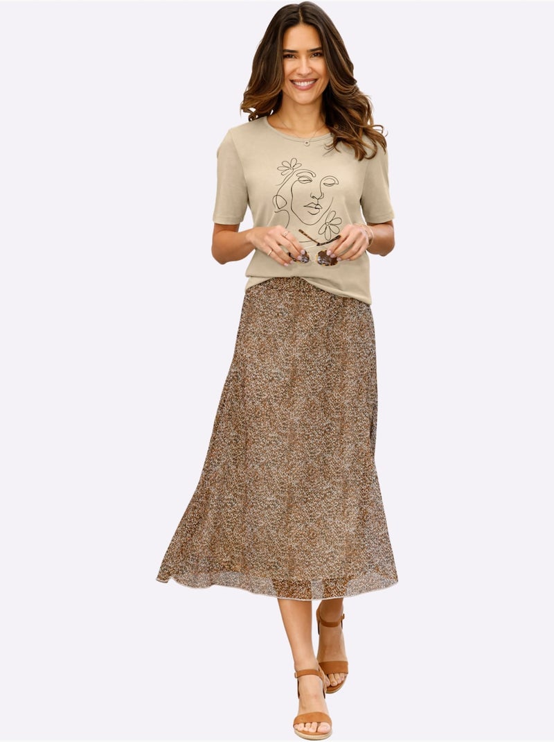 Jupe évasée avec ceinture élastique et motif séduisant - taille standard - moda vilona Ambre - Kiabi