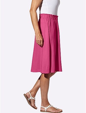 Jupe évasée à ceinture élastique avec volants et boutons décoratifs - Taille standard - Moda Vilona