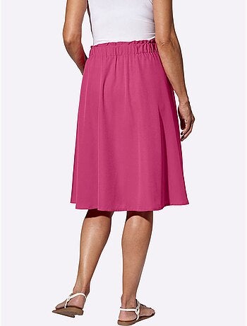 Jupe évasée à ceinture élastique avec volants et boutons décoratifs - Taille standard - Moda Vilona