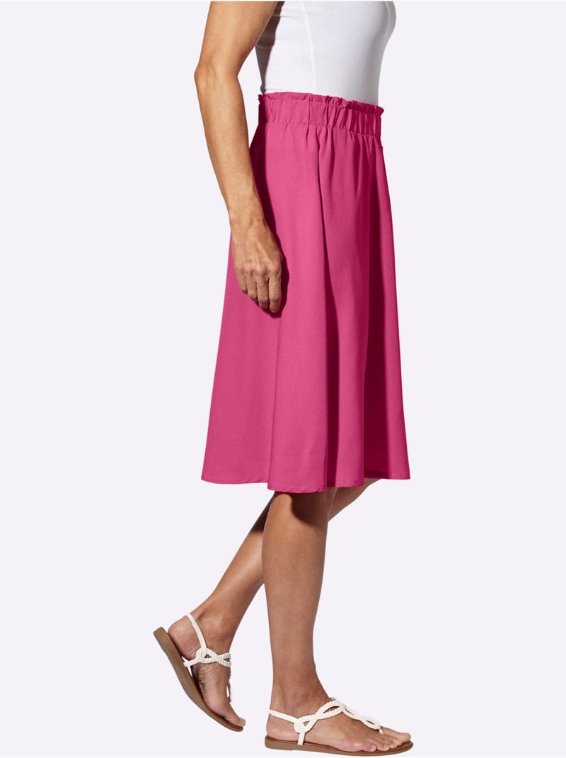 Jupe évasée avec ceinture élastique et volants décoratifs - Taille standard - Moda Vilona Rose fushia - Kiabi