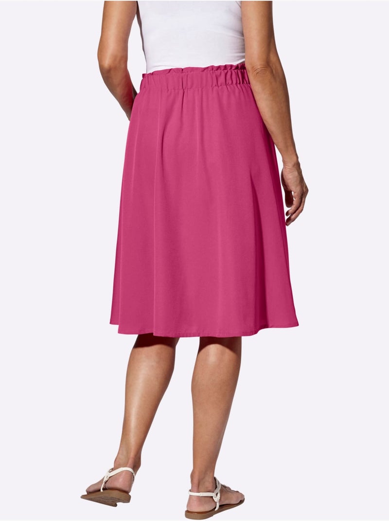 Jupe évasée avec ceinture élastique et volants décoratifs - Taille standard - Moda Vilona Rose fushia - Kiabi