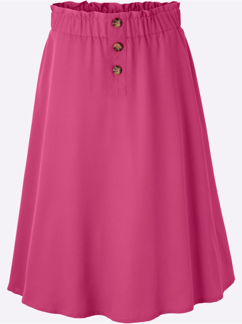 Jupe évasée avec ceinture élastique et volants décoratifs - Taille standard - Moda Vilona Rose fushia - Kiabi
