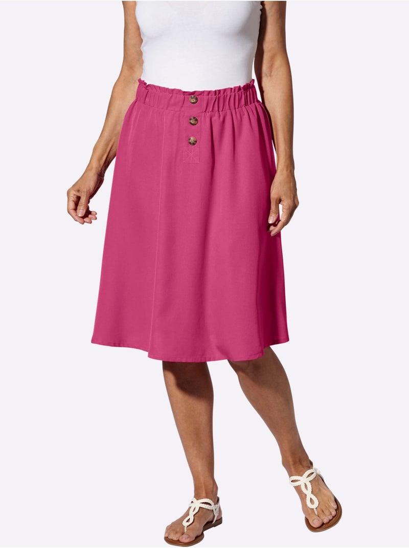 Jupe évasée avec ceinture élastique et volants décoratifs - Taille standard - Moda Vilona Rose fushia - Kiabi