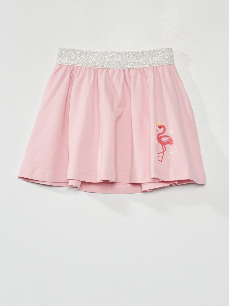 Jupe évasée avec ceinture pailletée rose - Kiabi