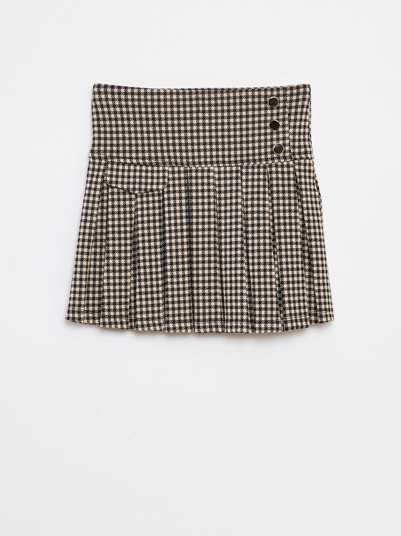 Jupe évasée avec motif à carreaux Beige - Kiabi