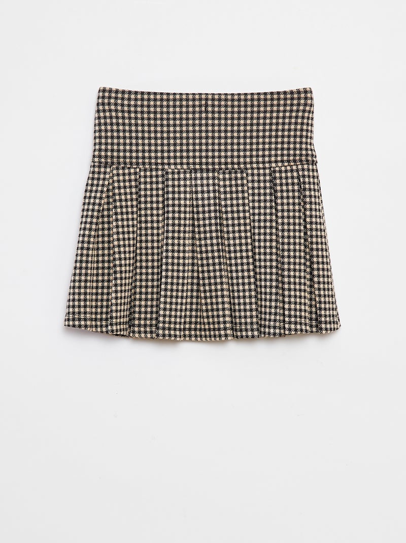 Jupe évasée avec motif à carreaux Beige - Kiabi