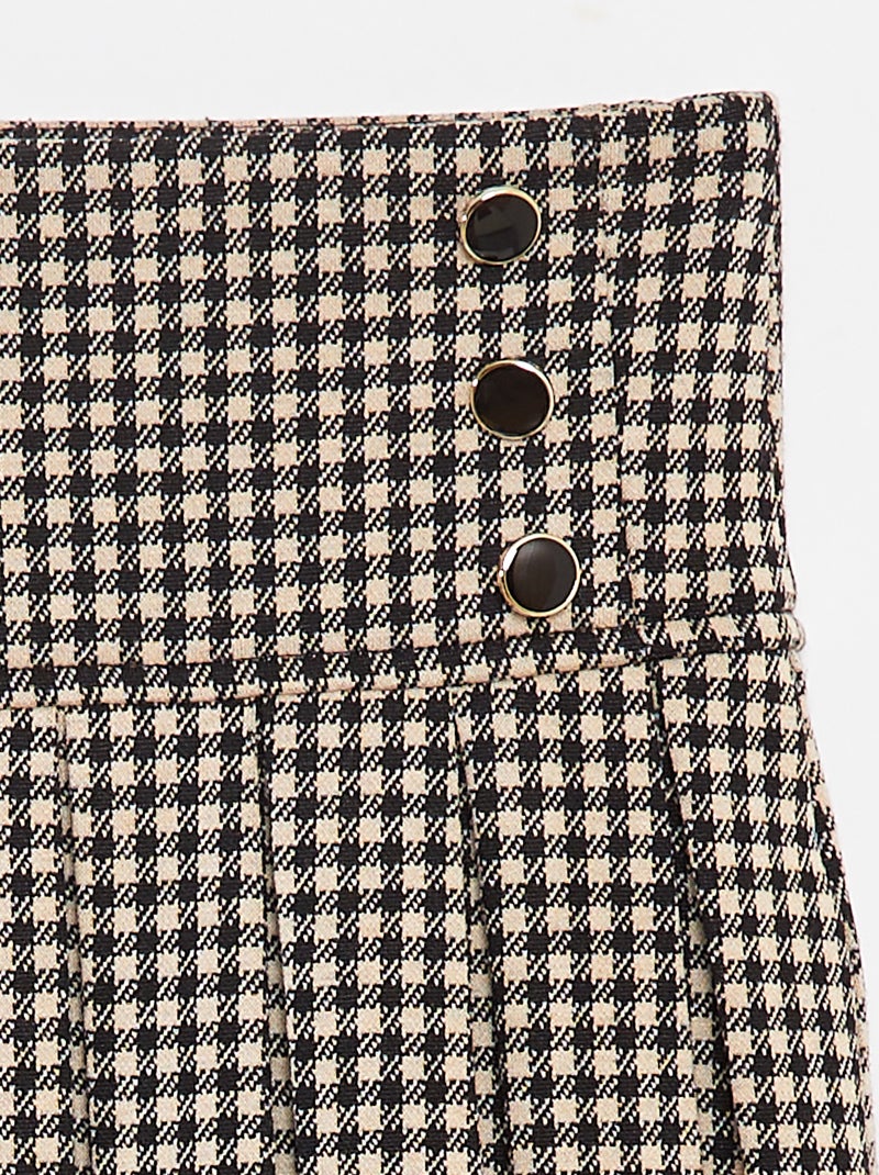 Jupe évasée avec motif à carreaux Beige - Kiabi