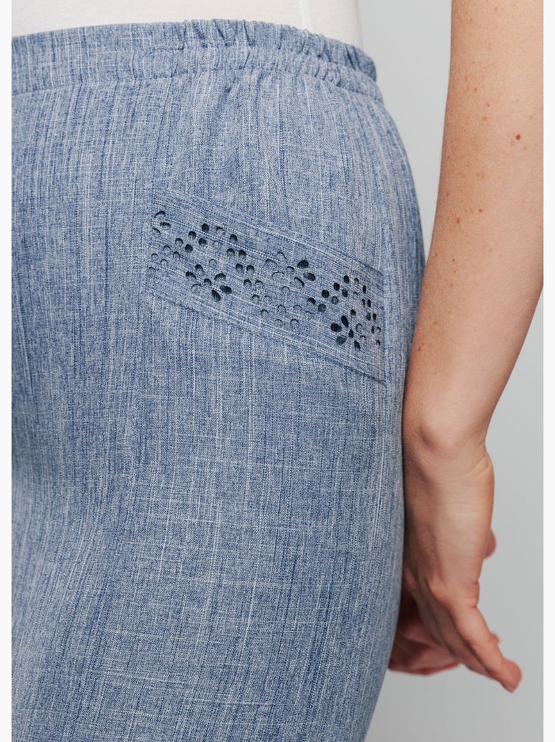 Jupe évasée ceinture élastiquée Bleu - Kiabi