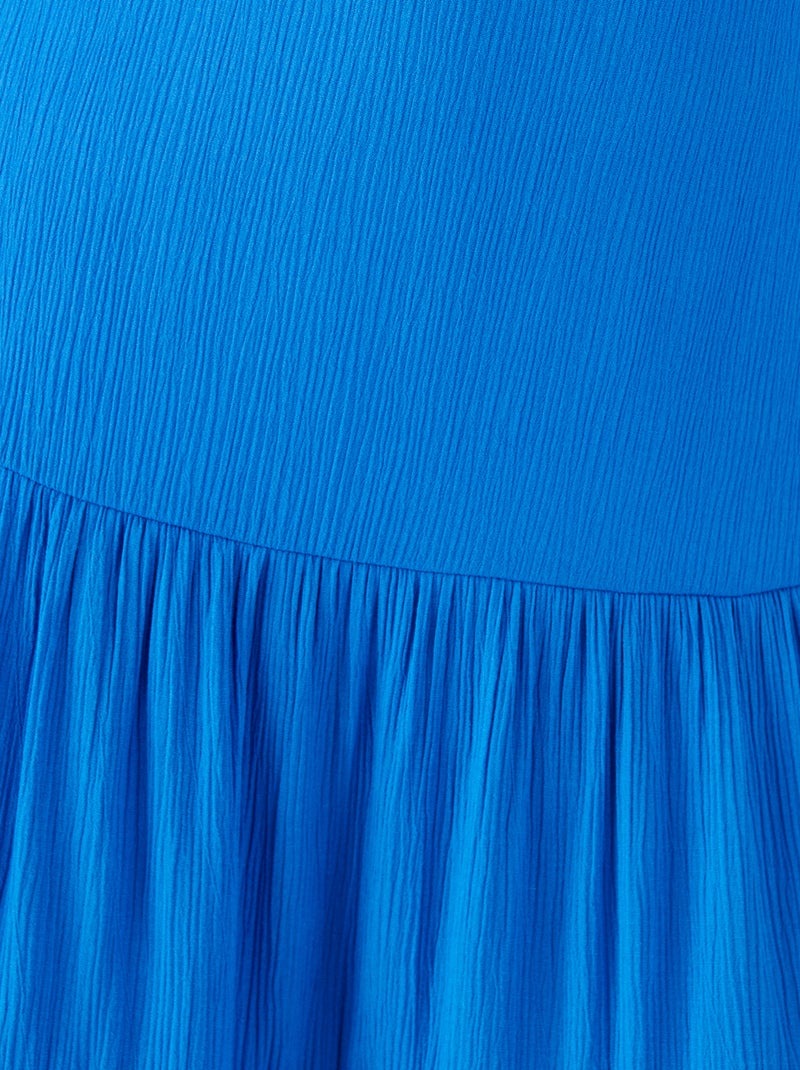 Jupe évasée crépon - Damart Bleu azur - Kiabi