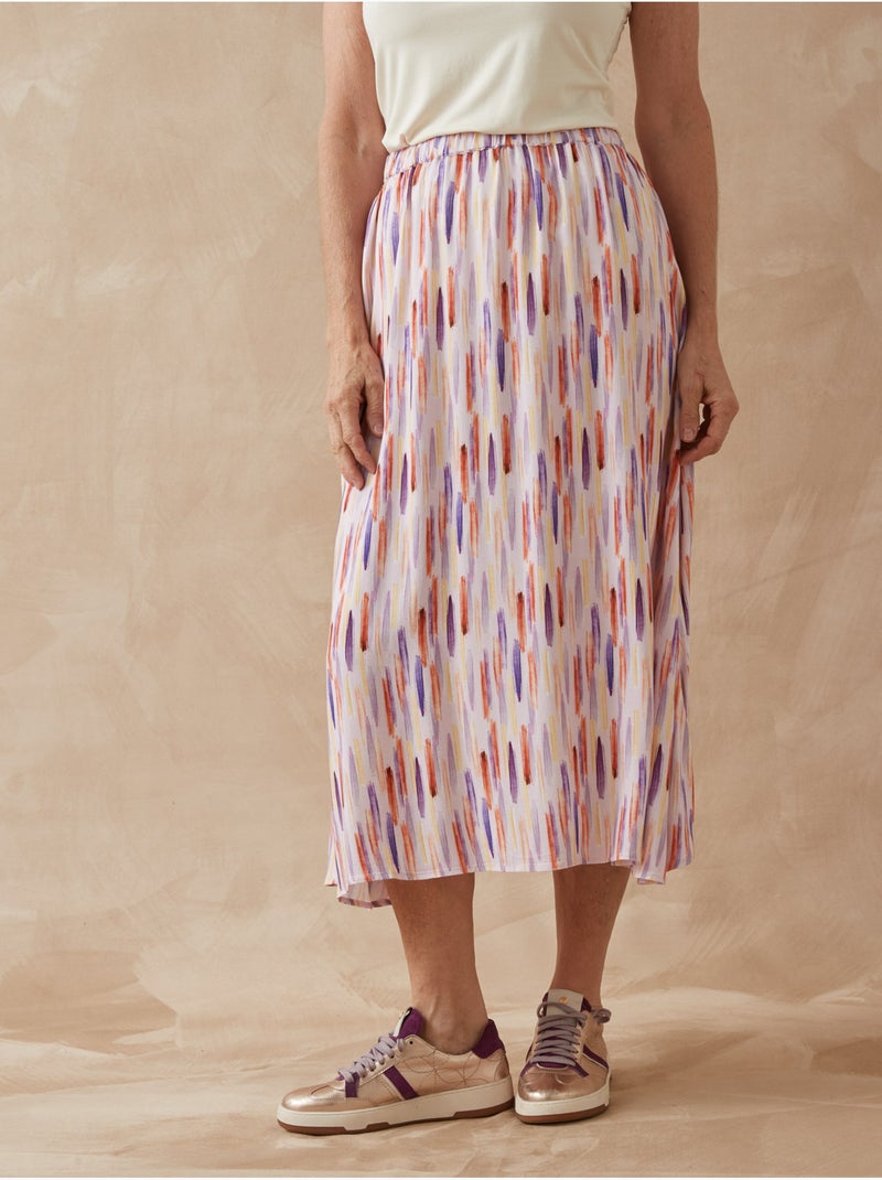 Jupe évasée élastiquée - DAXON Blanc Marron Bleu - Kiabi