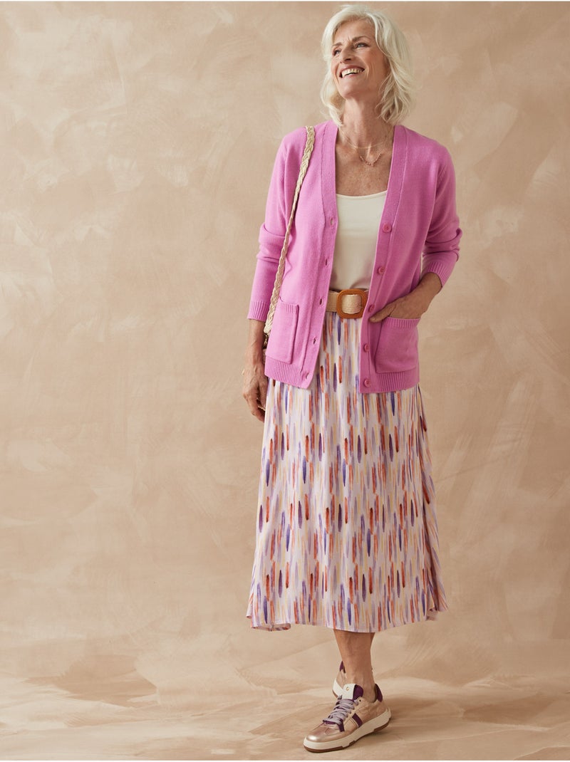 Jupe évasée élastiquée - DAXON Blanc Marron Bleu - Kiabi