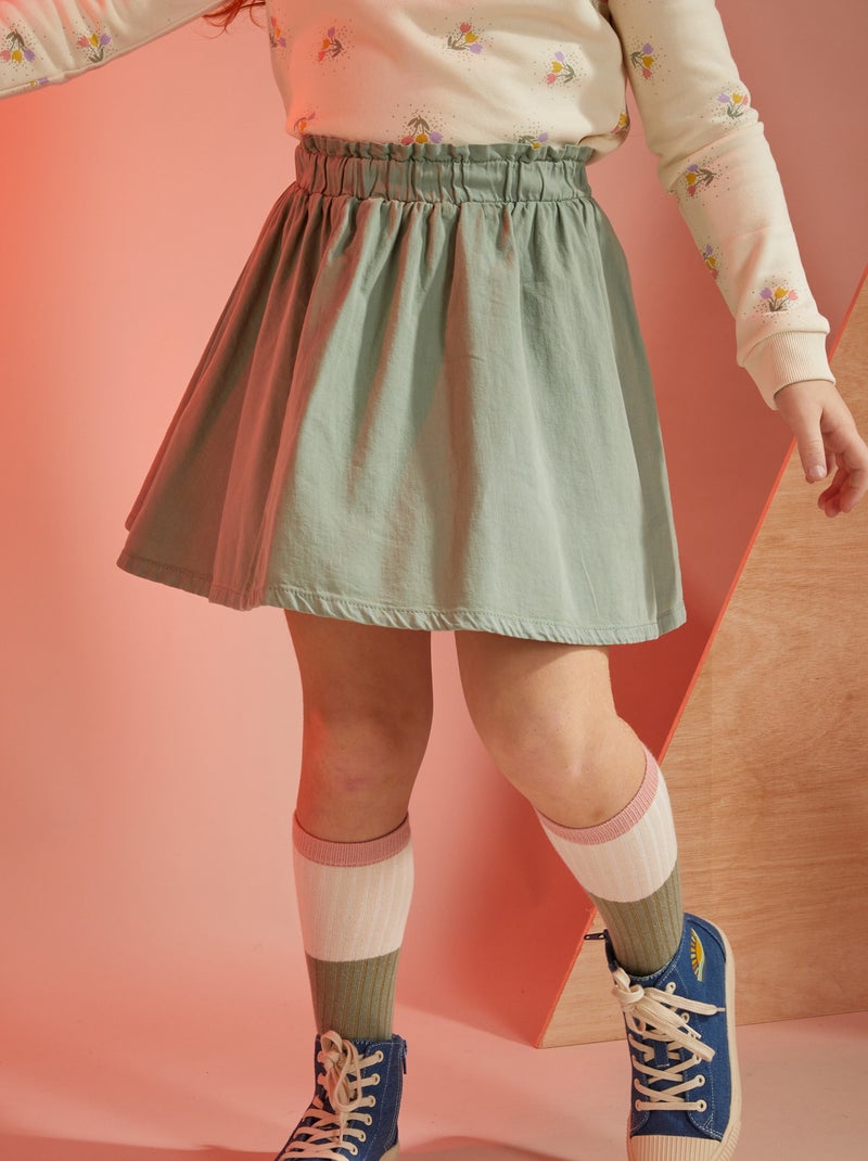 Jupe évasée en denim vert gris - Kiabi