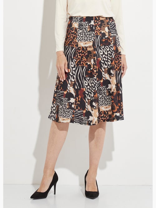 Jupe évasée en maille motif animalier - Afibel - Kiabi