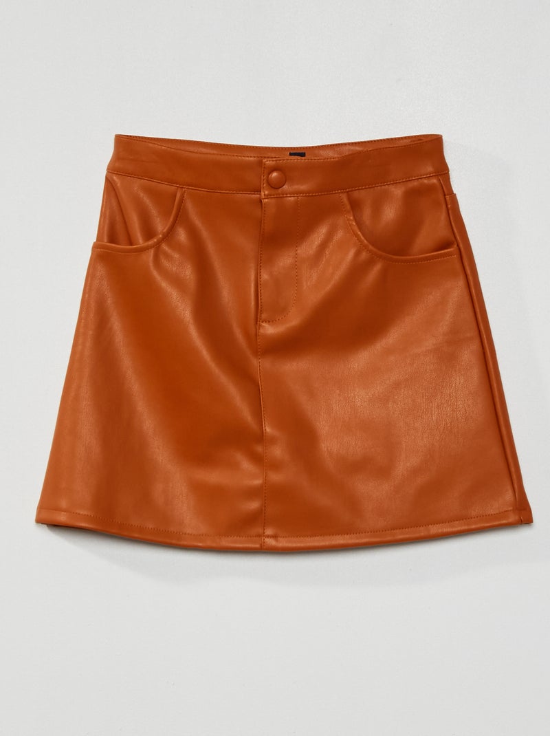 Jupe évasée en PVC Orange - Kiabi